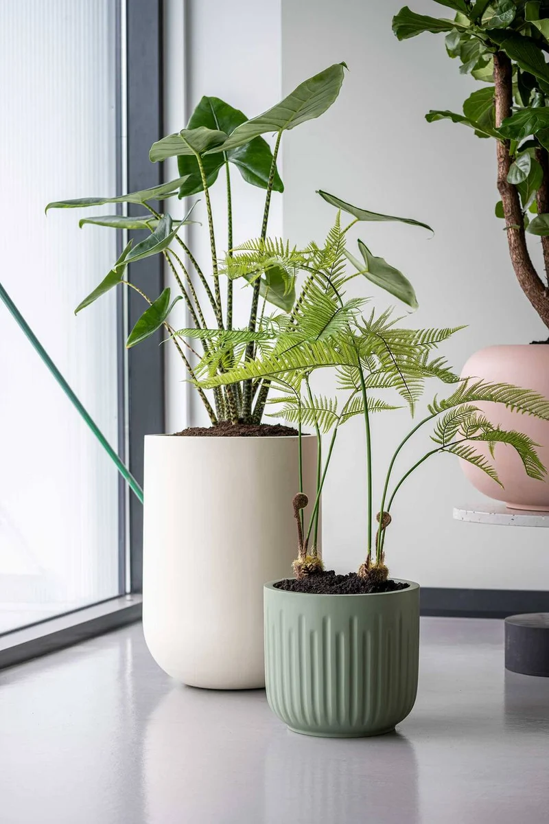 Blumentopf Arcus Salbeigrün aus Fiberglas